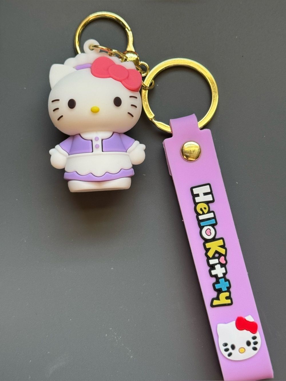 Hello Kitty Purple White Silicone Bag Charm Keychain Charm NIP